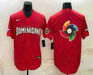 Men%27s Dominican Republic Baseball 2023 Red World Big Logo With Patch Classic Stitched Jerseys->2023 world baseball classic->MLB Jersey